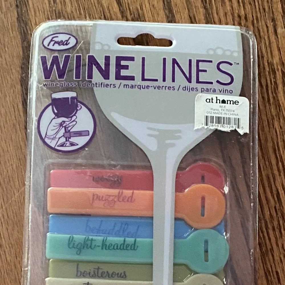 Fred Witty Multicolored Wineglass Identifiers, Drink Markers - NWT